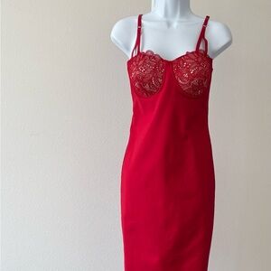 Fashion Nova Dress Midi Always Classy Medium Open Weave Lace Romantic Valentine